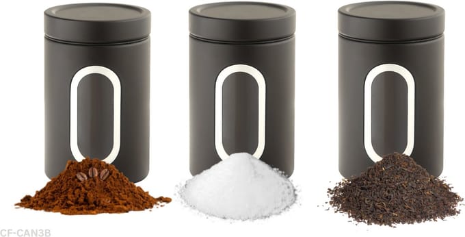 Cheffinger Voorraadbussen - Zwart - Koffie, Thee en Suiker