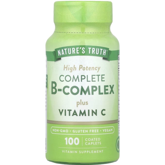 Nature's Truth, Complexe complet de vitamines B et C, haute puissance, 100 comprimés enrobés