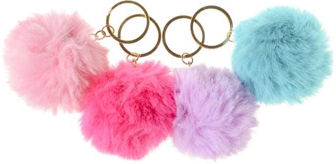 Duckiez Sleutelhanger Pluizige Bal Pastel - 12 stuks