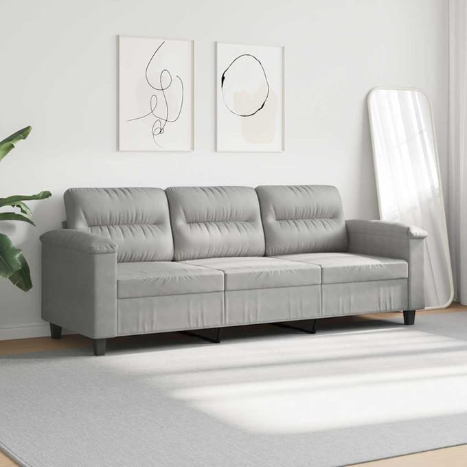 vidaXL - Driezitsbank - 180 - cm - microvezelstof - lichtgrijs
