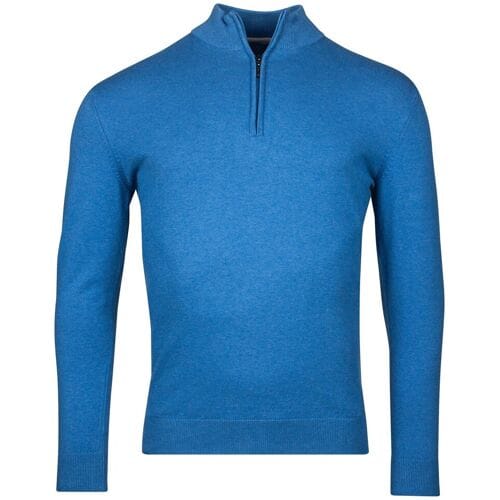 Baileys Trui Luxury Pima Cotton Half Zip Collar Single Knit Bright Cobalt / male