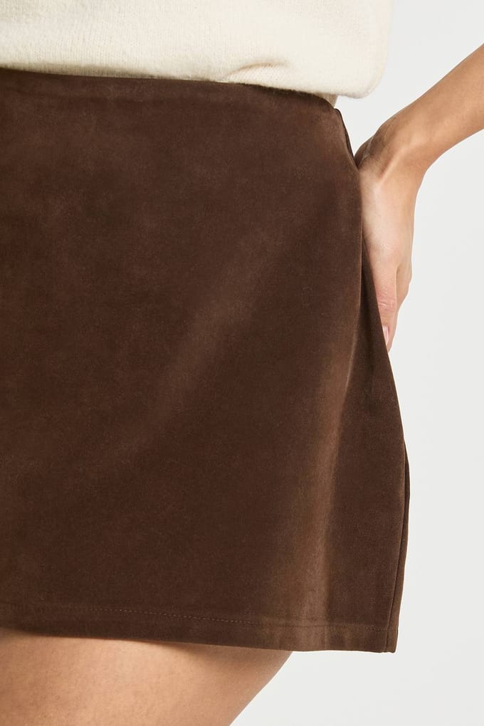 boohoo Dames Suede-look minirok | Chocolate | Maat: 8