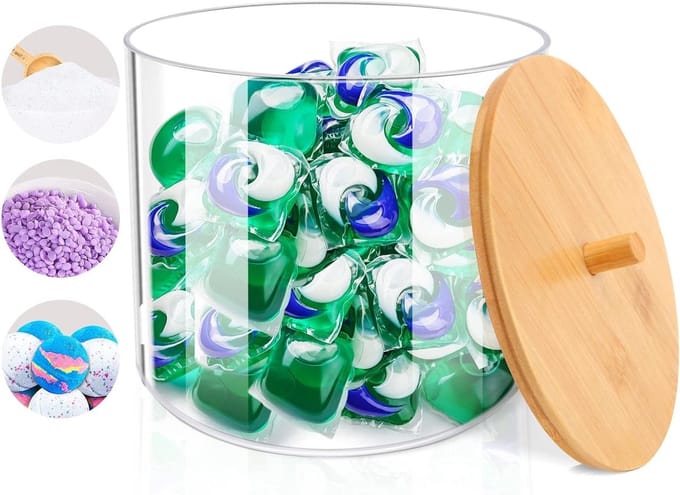 Hoge capaciteit wasmiddelopslagbox van plastic, ideaal voor waspoeder, badbombs en wasparfum