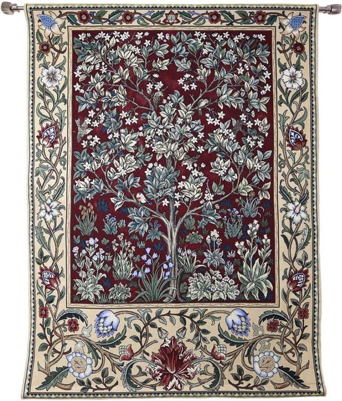 Signare Wandkleed Tree of life red - William Morris - 103 x 138 cm