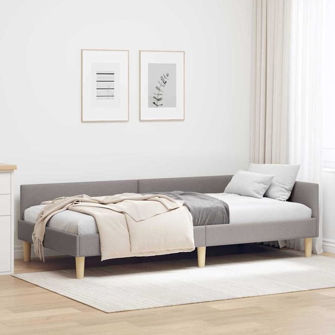 vidaXL - Hoek - Bed - Frame - Taupe - 100 - x - 200 - cm - Stof