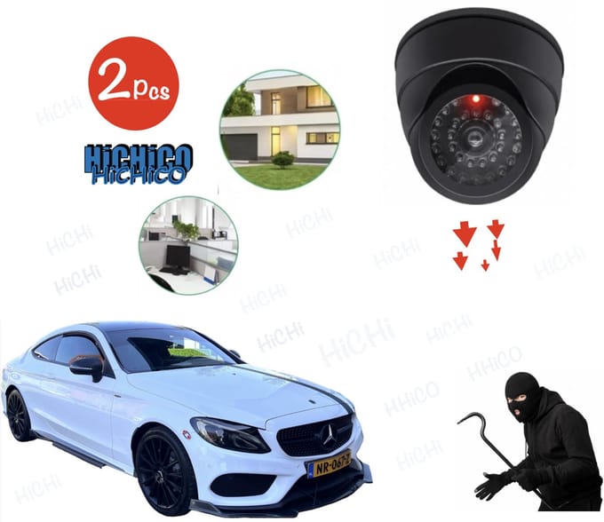 HiCHiCO® Dummy camera voor binnen met rood knipperend led indicator 2Stuks