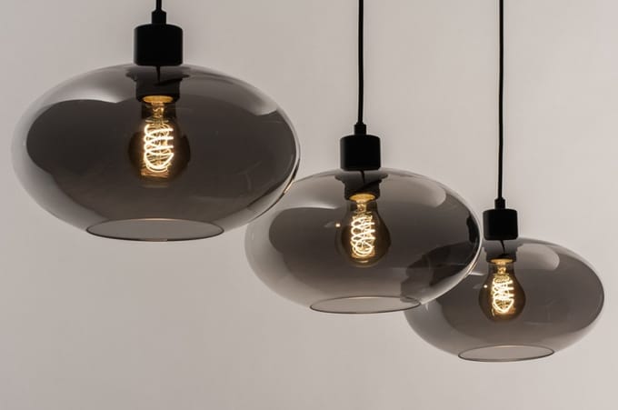 Lumidora Hanglamp 31041 - OSLO - 3 Lichts - E27 - Zwart - Grijs - Metaal