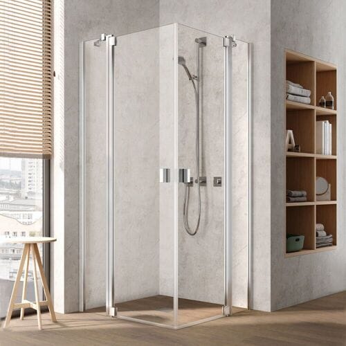 Kermi Raya corner entry swing door with fixed part 90 cm half left RAEPL090201AK