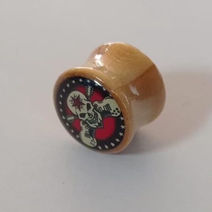 14 mm Double-flared plug skull met gitaar - LMPiercings