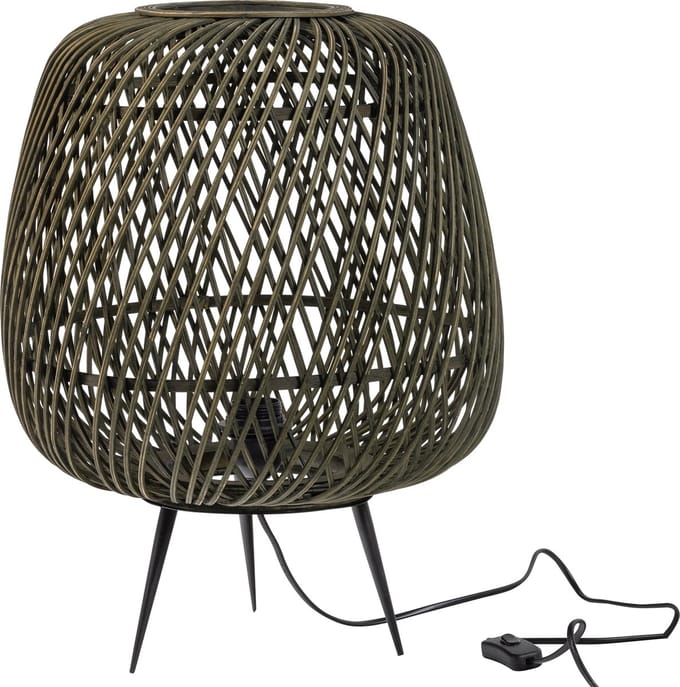 WOOOD Exclusive Moza Tafellamp - Bamboe - Groen - 48x36x36