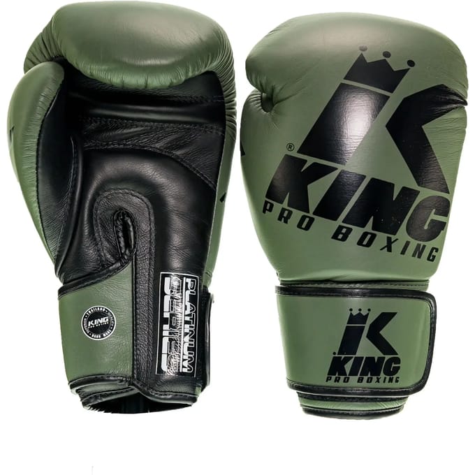 King Pro Boxing Bokshandschoenen - Platinum 3 - Echt leer - Groen / Zwart 16 oz