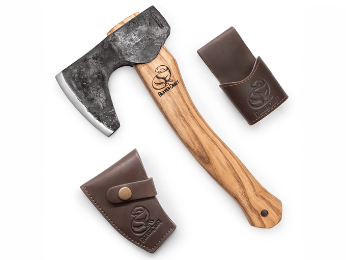 BeaverCraft AX6 – Compact Long-Bearded Bushcraft Hatchet met Leren Schede