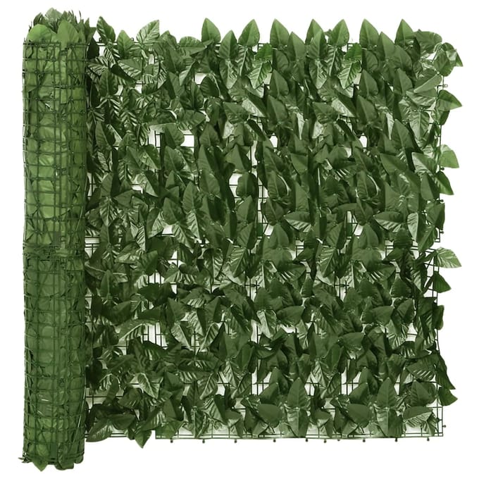 vidaXL - Balkonscherm - met - donkergroene - bladeren - 200x75 - cm