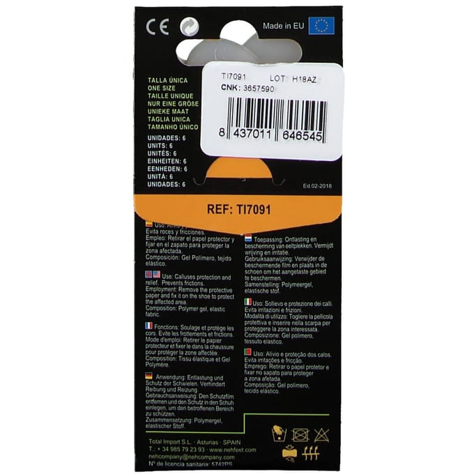 NEH Feet Eeltpleisters Bescherming Siligel One Size 6 Pleister