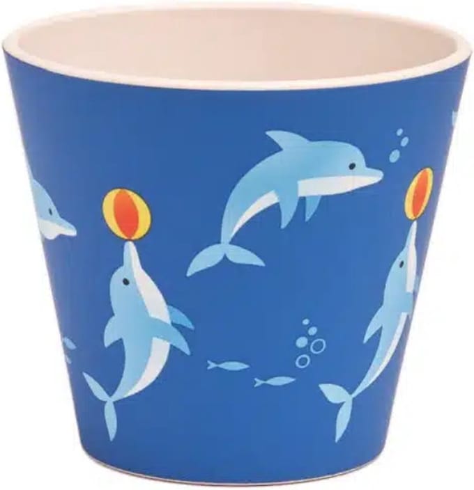 Quy Cup - 90ml Ecologische Reis Beker - Espressobeker “Delfino - Dolfijn” 7x7x7cm