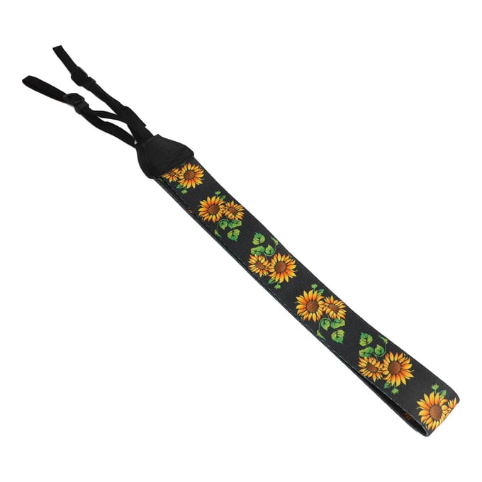 Camera Schouder Nek Riem Modieus Vintage Etnische Stijl Zonnebloem Camera Riem black
