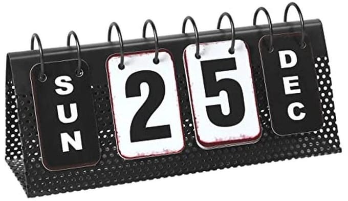 Vintage Staande Flip Kalender - Eeuwigdurende Bureaukalender met Groot Display (Zwart-Wit)
