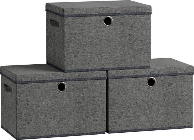 SONGMICS - Opbergbox - Opbergdoos - 3er-Set - Opbergboxen Stapelbaar - Met Handgrepen - Set Van 3