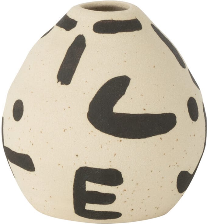 J-Line vaas Kira Rond - keramiek - wit/zwart - small - Ø 10 cm