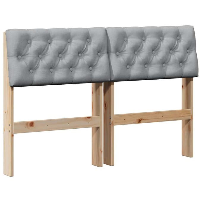 vidaXL Gestoffeerd hoofdbord Lichtgrijs 120 cm Massief grenenhout
