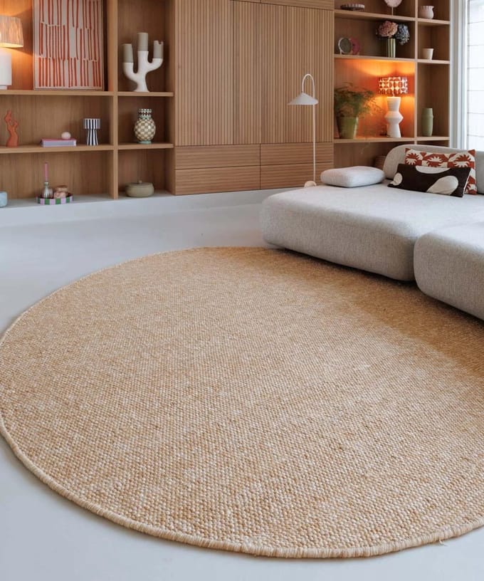 Rond wollen vloerkleed - Silvull cognac 200