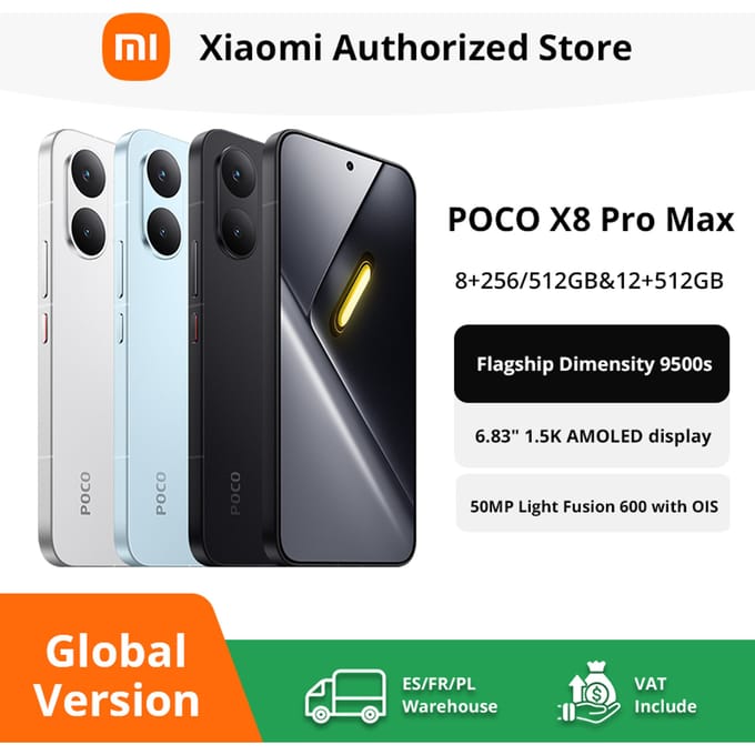 POCO X8 Pro Max 5G Global Version NFC-telefoon, 6,83" 1,5K 120Hz AMOLED-display smartphone, 8500mAh lange batterijduur, MediaTek Dimensity 9500s