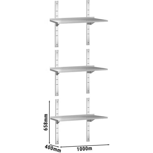 GGM Gastro 3-laags RVS wandschap PREMIUM - 1000x400mm zilver