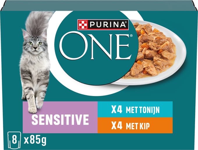 PURINA ONE Sensitive - Kattenvoer Natvoer - Kip & Tonijn - 40 x 85 g