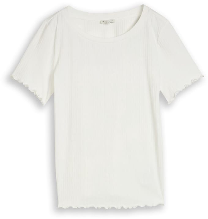 Tom Tailor - T-shirt met ribbelstructuur - Maat L - Whisper White