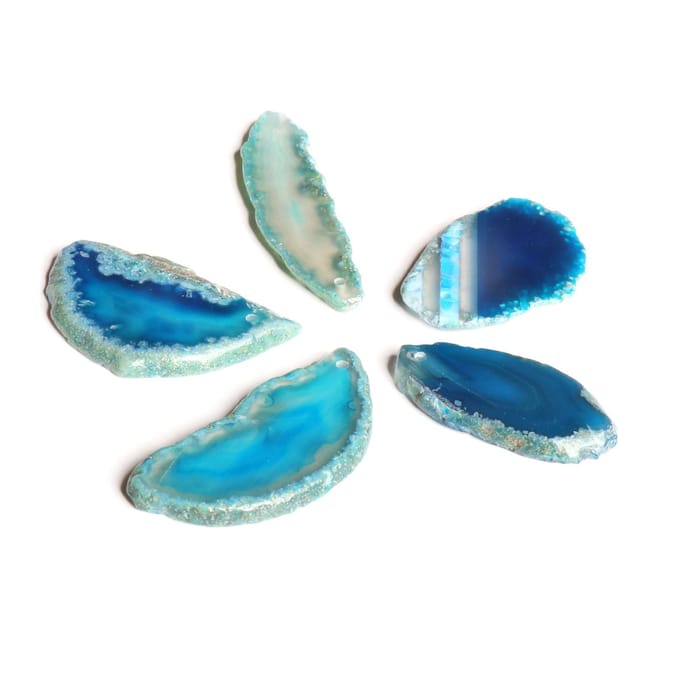 Agaatschijven Irregulair Agaat Lichttafelschijven voor DIY Sieraden Maken Huisdecoratie Blauw 1.2?2in blue