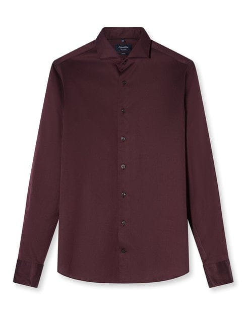 OLYMP Signature Casual Overhemd, Tailored Fit, Cutaway, Bordeauxrood
