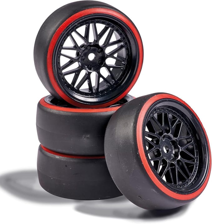 Set van 4 Driftbanden voor 1:10 RC Auto's - Zwart/Rood