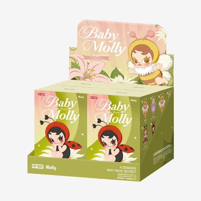 POP MART Baby Molly Kinderwagen Roam Serie - Vinyl Pluche Hanger Blind Box beige