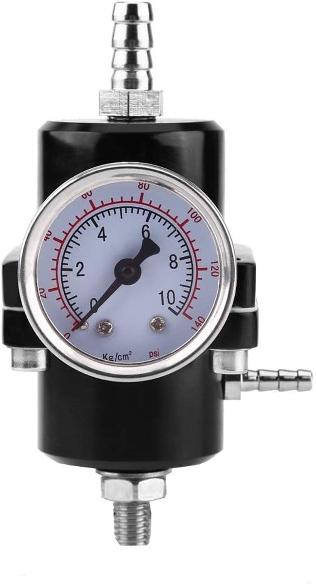 Allecto - Brandstofdrukregelaar Aluminium Legering met Manometer 0-140 PSI
