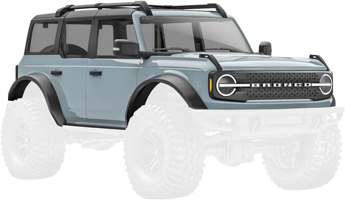 Ford Bronco Body - Carrosserie Set - RC Auto Modificatie - Clipless Montage - 1/18 Schaal - Cactus Grijs