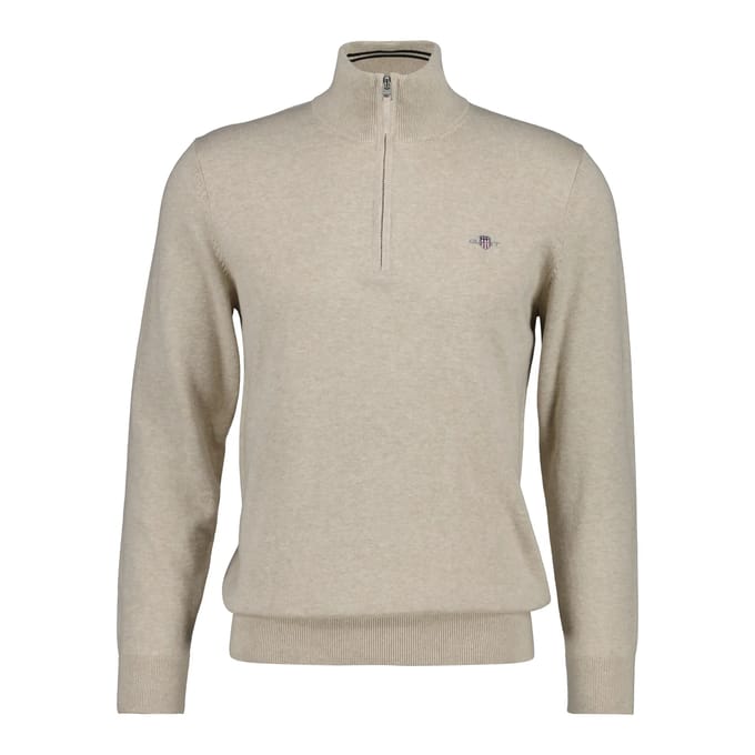 Gant Half Zip Beige Klassieke sweater van katoen 8030564/198