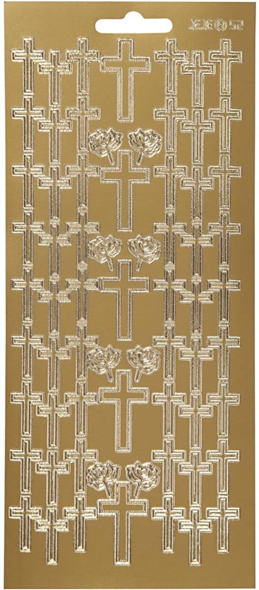 Stickers, kruis, vel 10x23 cm, goud, 1 vel