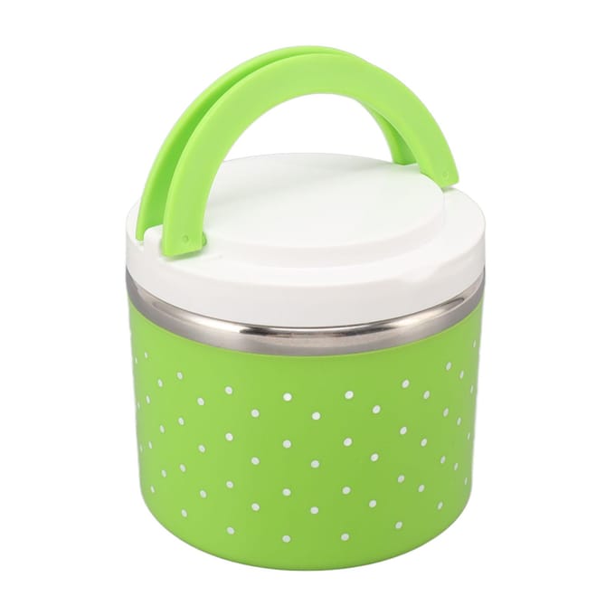 Boîte à déjeuner ronde isolée étanche portable grand récipient thermique pour aliments pour l'école le bureau L(for 6.5-9kg) vert