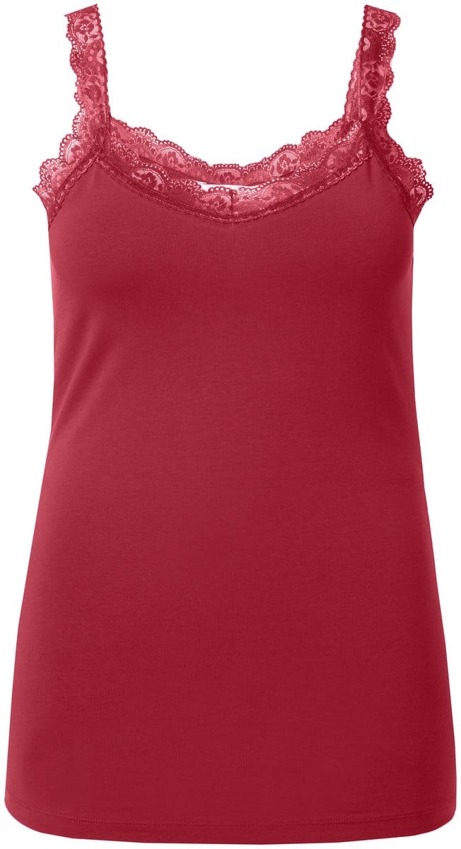 MIAMODA - Dames - Top slim fit jersey kant - Fluweelrood - Maat 50