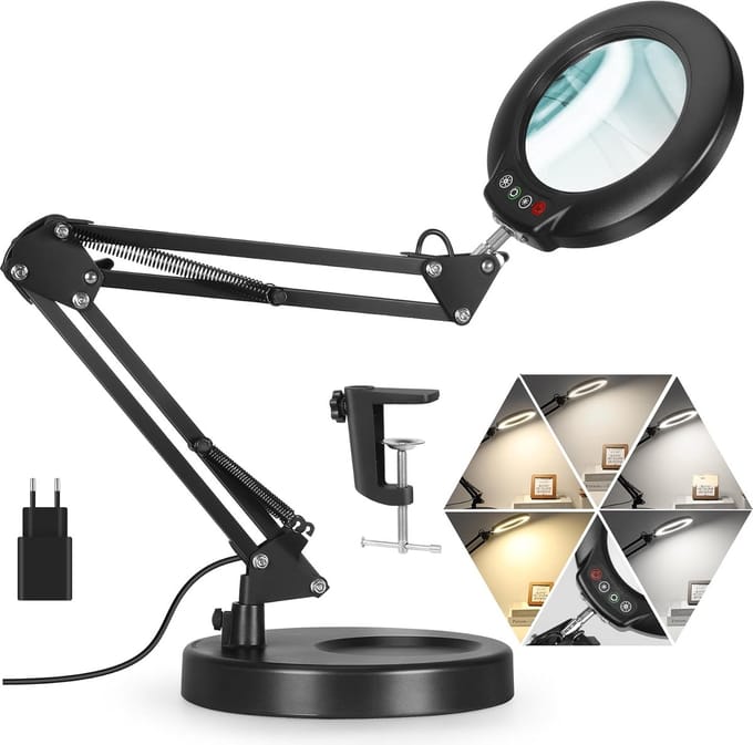 Vergrootglas met Verlichting - Loelamp - Dimbare Tafelvergrootglas - Hobbyaccessoire