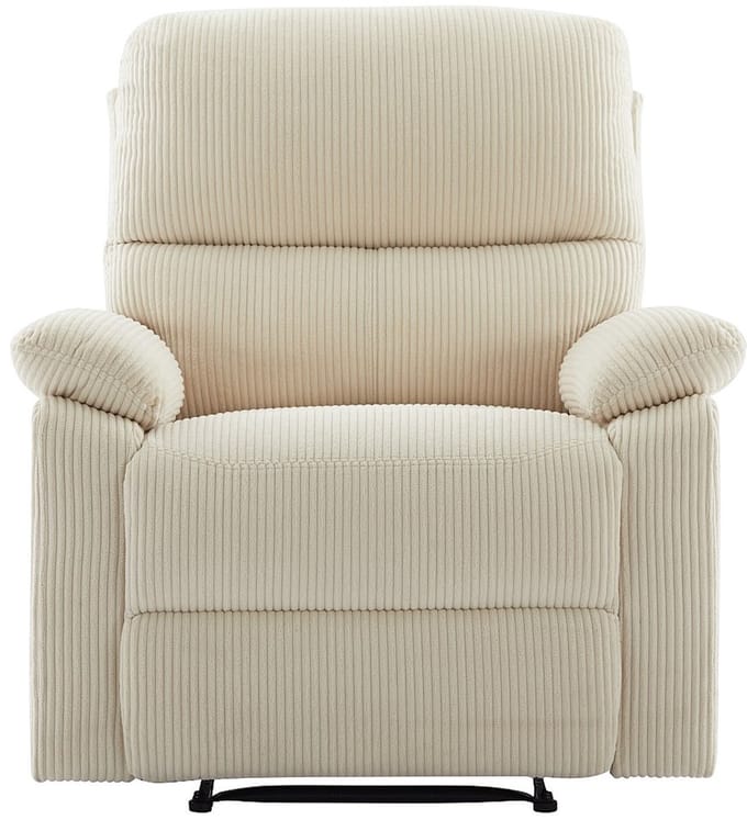 Vente-unique Elektrische relaxfauteuil van beige ribfluweel LUNANO