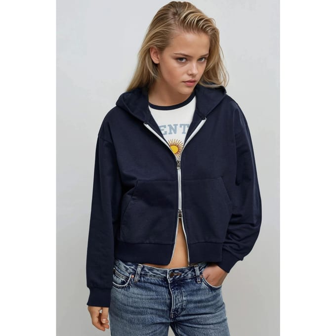 Oversized gebreid hoodie met rits