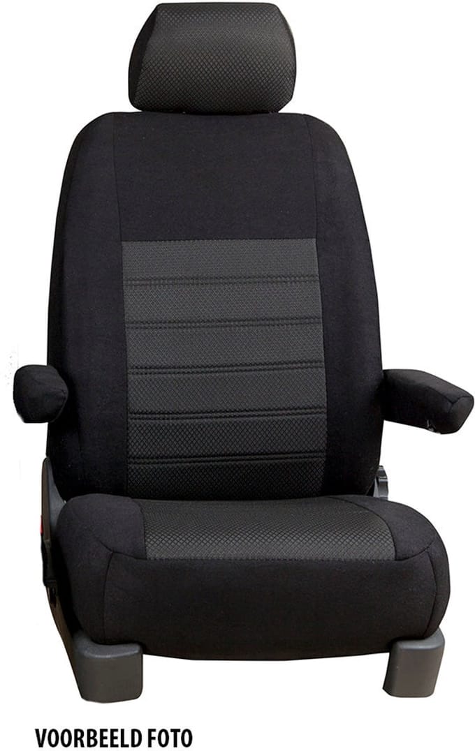 Pasvorm stoelhoezen Ford Transit / E-Transit 2014-heden (geschikt voor 2 stoelen) - Stof zwart