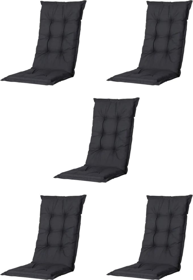 Madison - Tuinkussen - Universeel - Lage Rug - 5 st. - Basic Black - 105x46cm - Zwart - Tuinstoelkussens - Standenstoel
