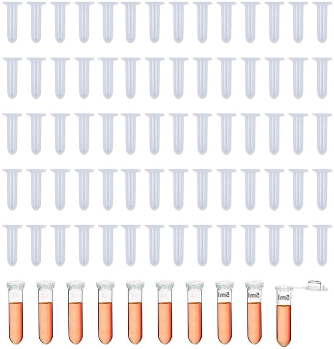 80 Stuks Microcentrifuge Tubes 5 ml Transparant Plastic Testbuizen voor Monsteropslag met Snap Cap