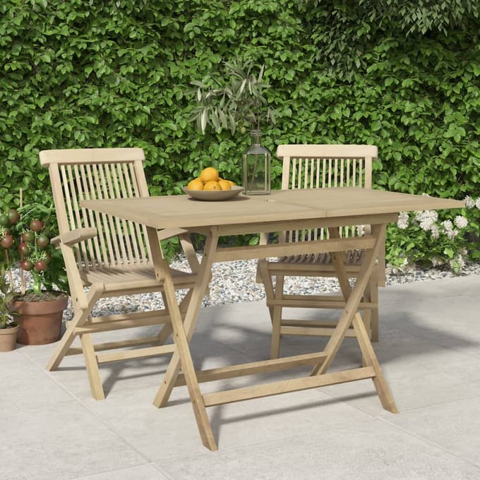 vidaXL - Tuintafel - inklapbaar - 120x70x75 - cm - massief - teakhout - grijs