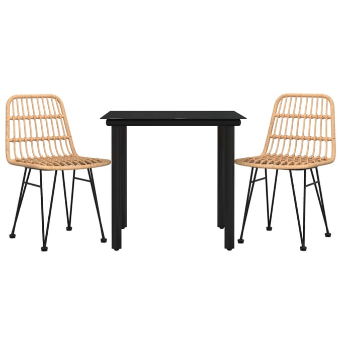 vidaXL - 3-delige - Tuinset - poly - rattan