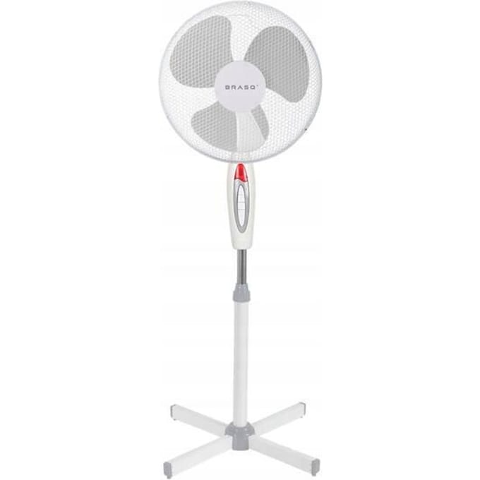 BRASQ Statiefventilator – 40 cm – Wit - In hoogte verstelbaar – 3 snelheden - 40 Watt