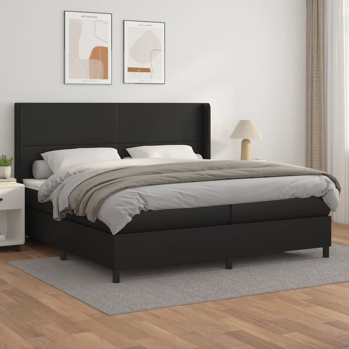vidaXL - Boxspring - met - matras - kunstleer - zwart - 200x200 - cm