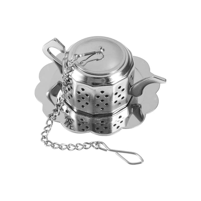 Roestvrij Staal Losse Thee Infuser Blad Zeef Filter Diffuser Kruiden Specerijen Theepot Vorm L gray